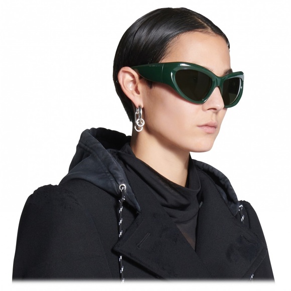 NEW BALENCIAGA BB0228S 002 OVAL GREEN UNISEX SUNGLASSES BALENCIAGA